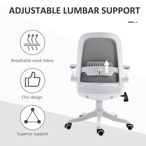 360° swivel office chair with breathable fabric upholstery, grey