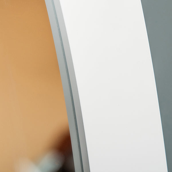 Full length standing mirror with adjustable angle oval frame, white