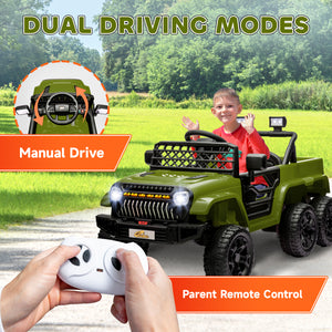 12V electric car with remote control, dark green