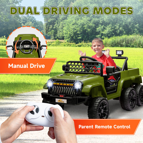 12V electric car with remote control, dark green