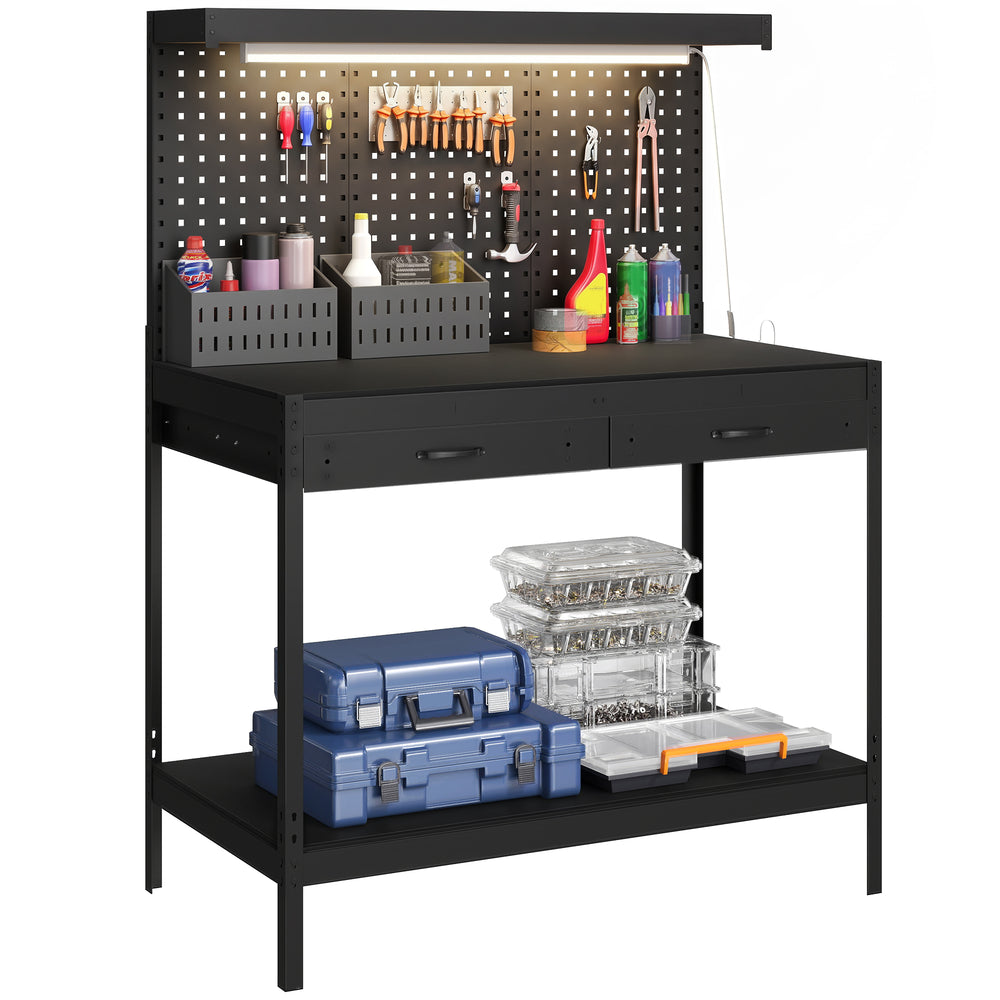 43 in. reinforced workbench with LED lighting and outlets