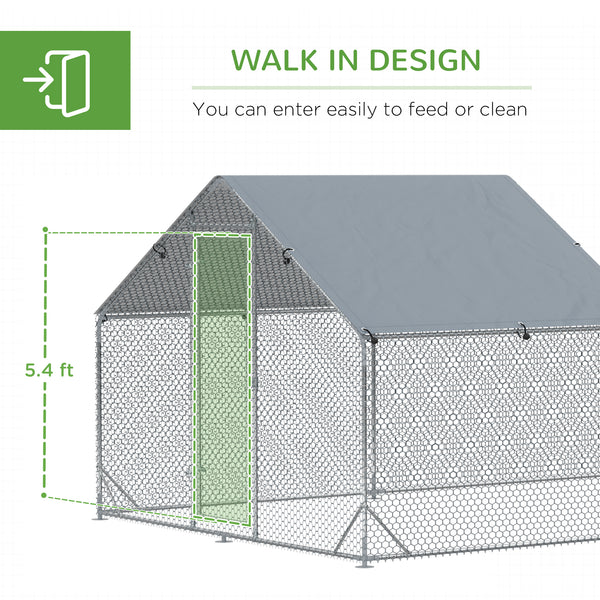 Metal chicken coop with waterproof and anti-UV cover