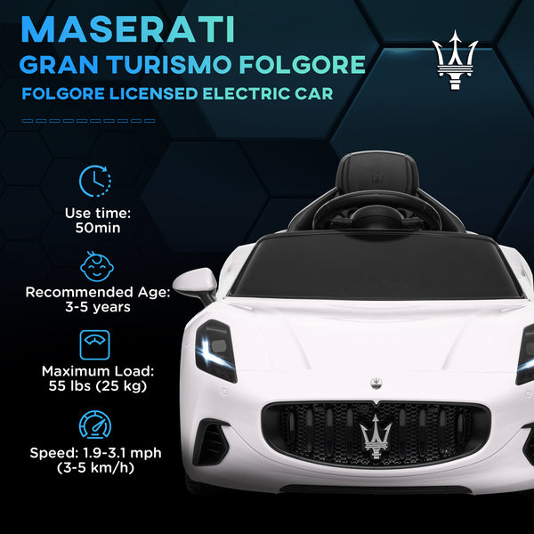 Maserati Gran Turismo 12V Licensed with Remote Control, White