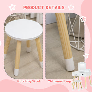 Children's dressing table with mirror and stool, white