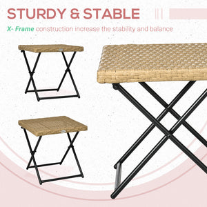 Folding garden coffee table in woven resin