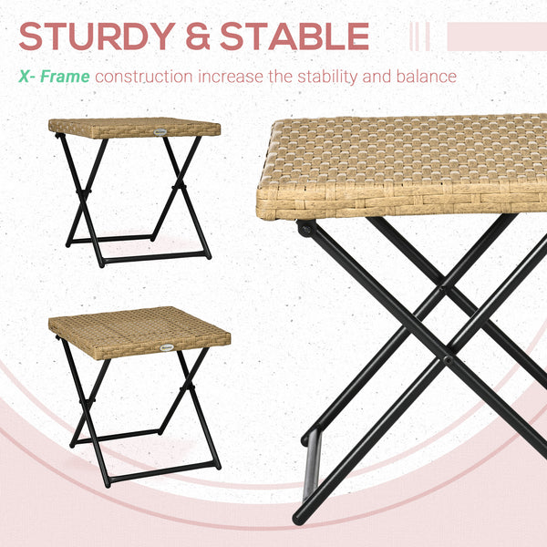 Folding garden coffee table in woven resin