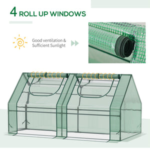 Portable mini greenhouse with 2 PE/plastic tarpaulins