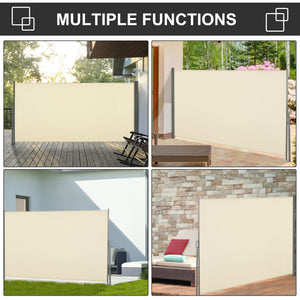 Retractable side awning, UV and wind resistant, cream white