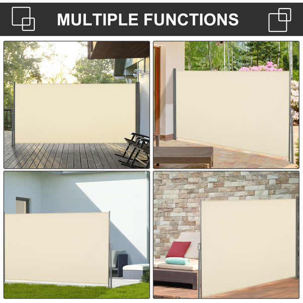 Retractable side awning, UV and wind resistant, cream white