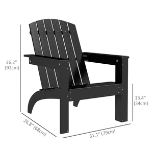 Muskoka Poplar Adirondack Chair with High Back and Wide Seat, Black