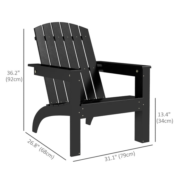 Muskoka Poplar Adirondack Chair with High Back and Wide Seat, Black