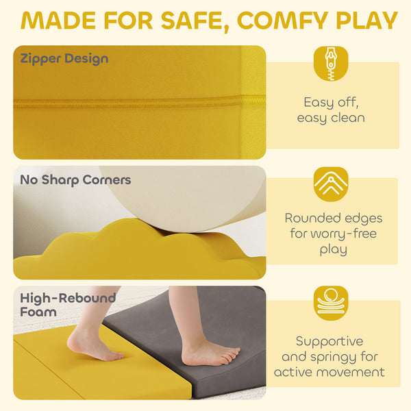 7-Piece Indoor Playground for Crawling, Sliding and Playing, Yellow