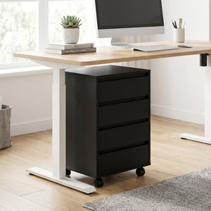4-drawer mobile filing cabinet, black
