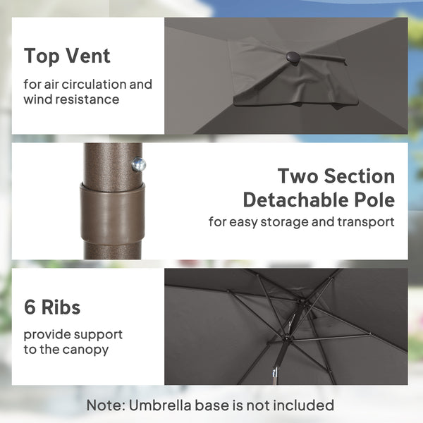 6.5 x 10 ft Rectangular Umbrella, Dark Gray