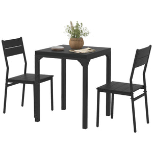 3-piece table and chairs set for 2 people, with metal legs, black.