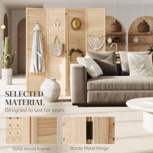 4-panel self-supporting and folding partition wall, natural