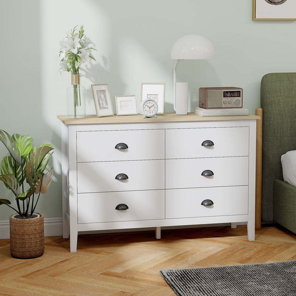 6-drawer chest of drawers with silent slides, white