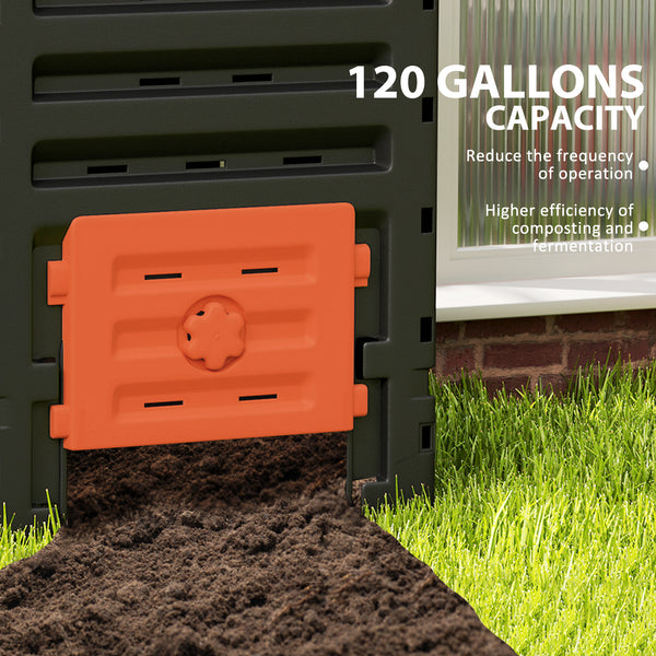 450 L Outdoor Composter with Aeration System, (120 Gallons), Orange