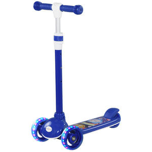3-wheeled scooter with adjustable height, LED light, blue