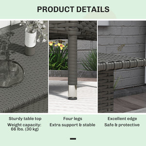 Wicker outdoor side table with fully woven top, grey