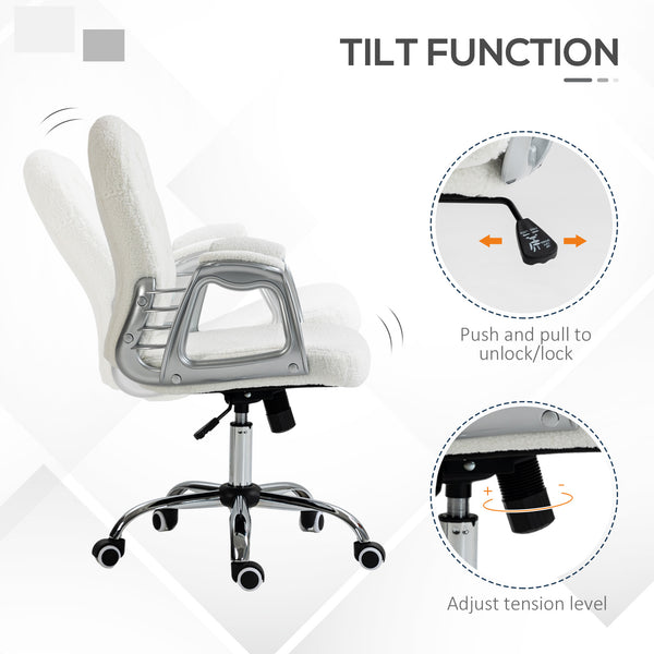 Office chair with adjustable height and padded backrest, white