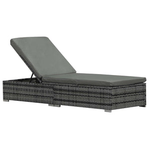 Patio Chaise Lounge with 5-Level Adjustable Backrest and Cushion, Grey Melange