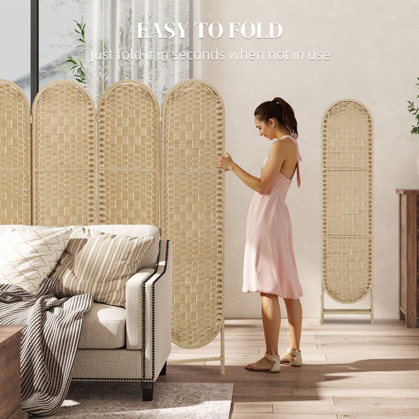 Bohemian 4-panel screen with arched top, made of natural wood
