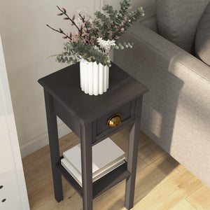 2-Tier Side Table with Drawer and Shelf, Coffee