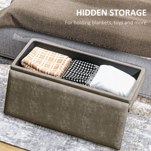 Velvet storage pouf with steel legs