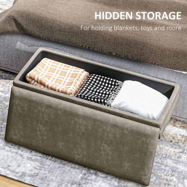 Velvet storage pouf with steel legs