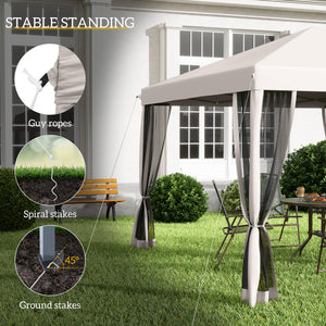 10' x 10' Folding Gazebo with Removable Side Netting and Carry Bag, Beige