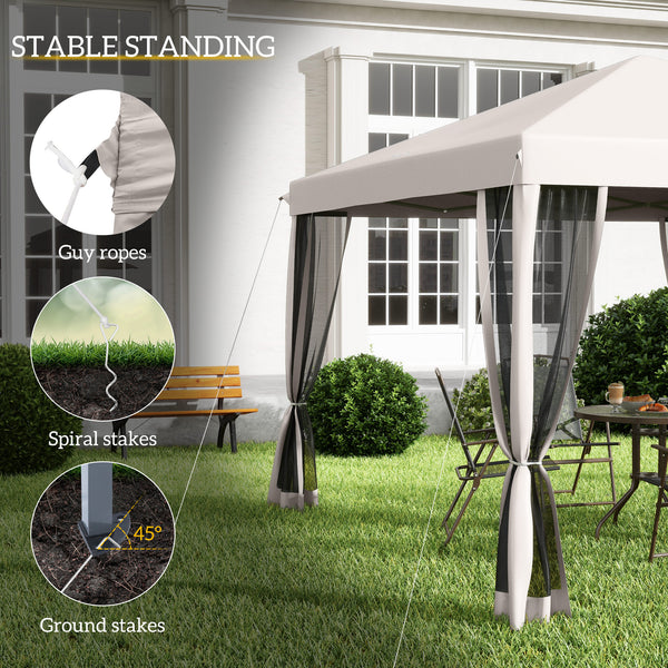 10' x 10' Folding Gazebo with Removable Side Netting and Carry Bag, Beige
