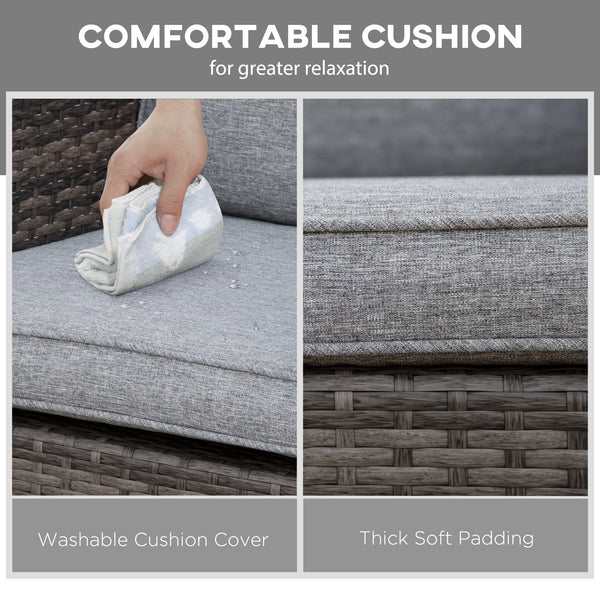 Outdoor rocking chair in woven resin with cushions, grey