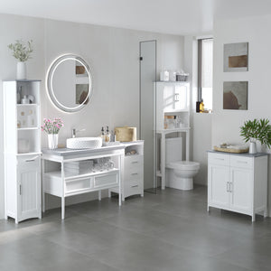 Bathroom storage unit with 3 drawers and open compartment, white
