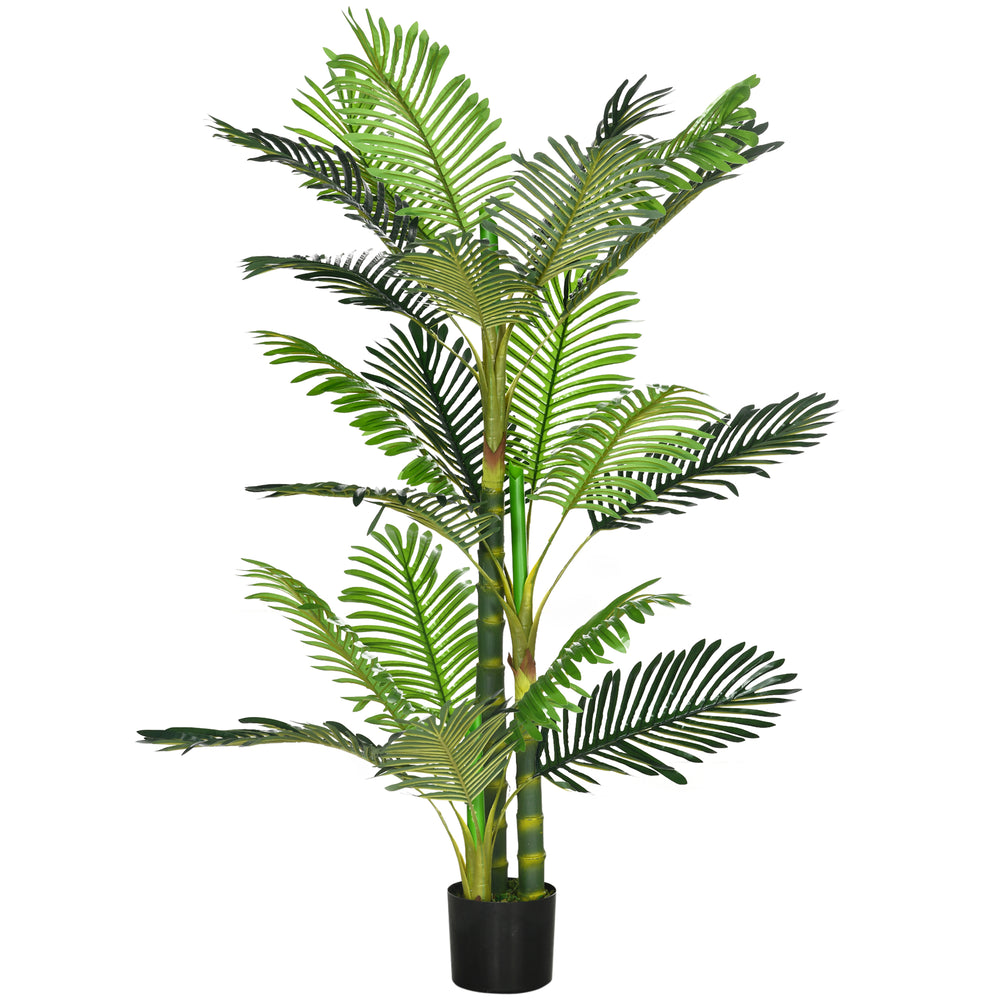 Artificial potted Areca palm tree with 21 leaves for indoor decoration, green