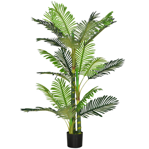 Artificial potted Areca palm tree with 21 leaves for indoor decoration, green