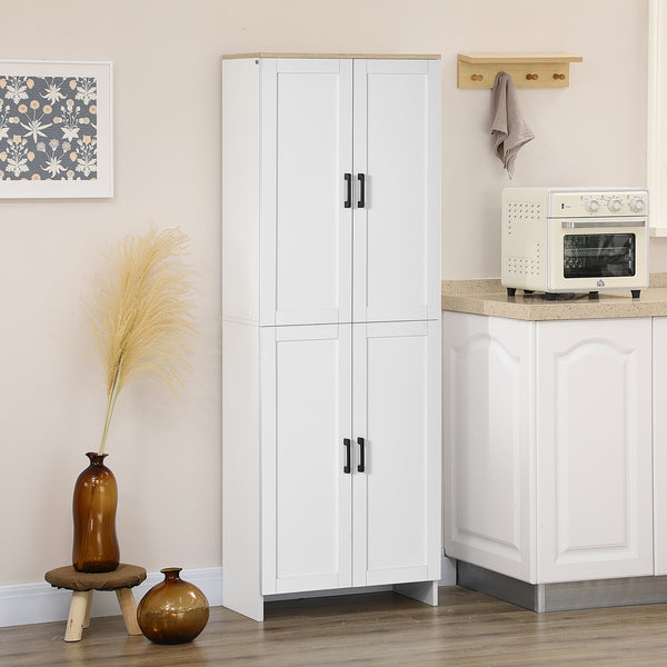 4-door kitchen cabinet with adjustable shelves, white