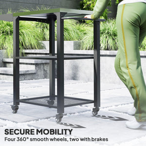 Barbecue cart with 3-tier folding side table