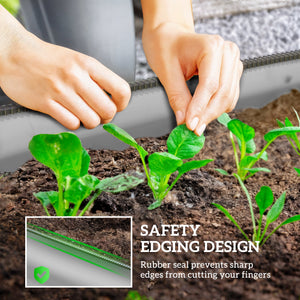 Galvanized raised planter with safety rim, silver