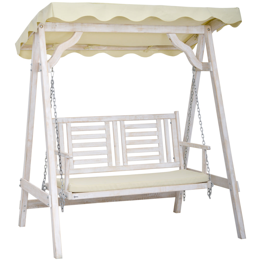 Two-seater swing with canopy and cushion