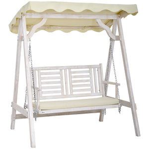Two-seater swing with canopy and cushion
