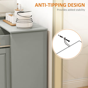 Modern buffet with 2 drawers and adjustable shelves, ideal for the dining room, gray.