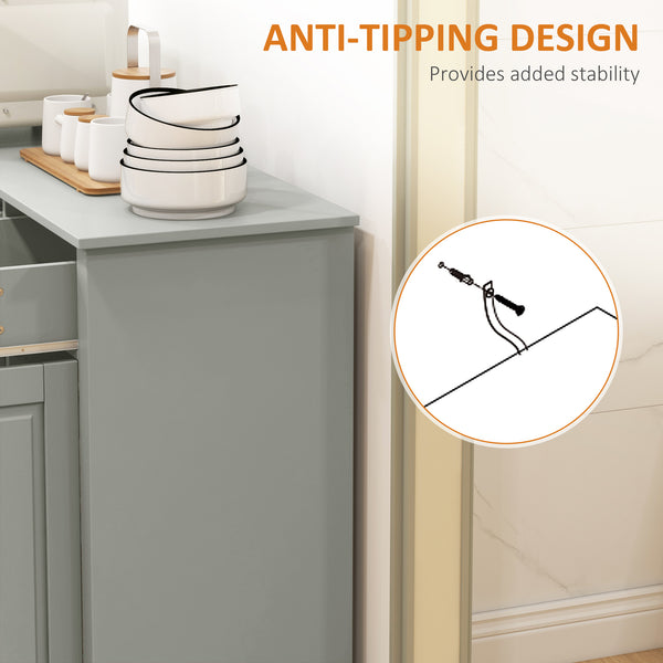 Modern buffet with 2 drawers and adjustable shelves, ideal for the dining room, gray.