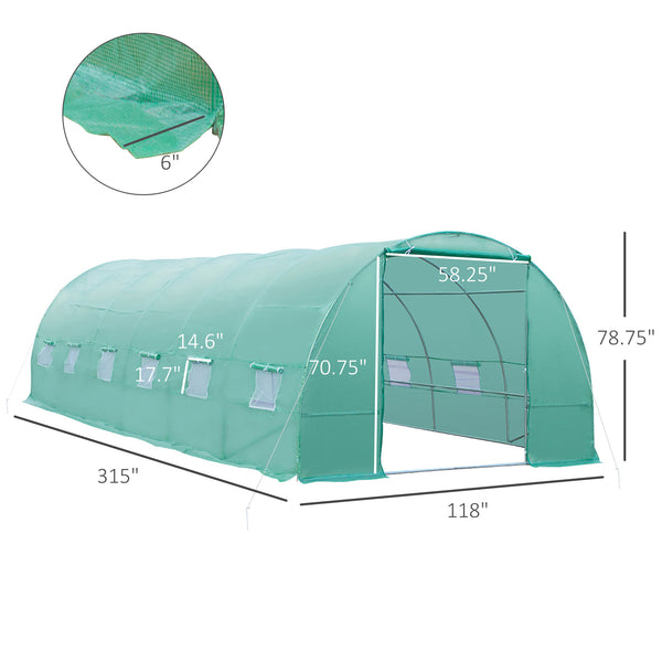 Large garden tunnel greenhouse with premium steel frame
