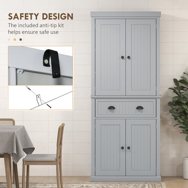 72" Pantry with Drawer, Doors, Gray