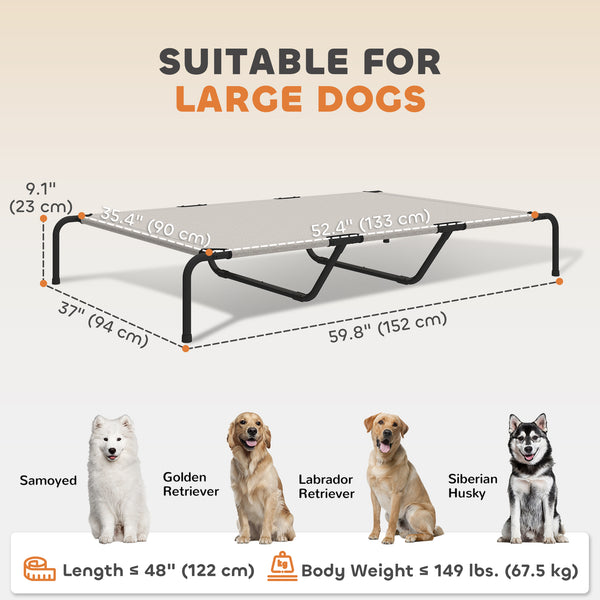 Elevated dog bed with breathable mesh, beige