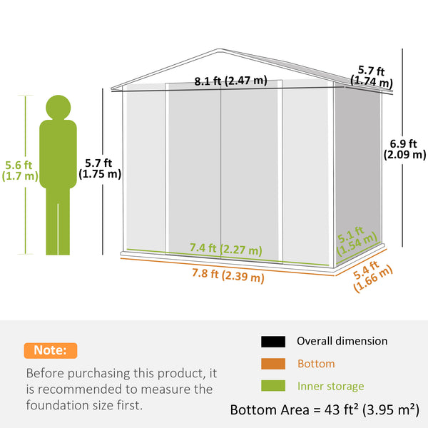 Metal garden shed with 2 windows, 4 vents, lockable doors and mosquito nets, dark grey