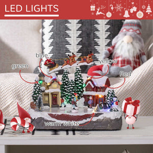 Christmas Village with Santa's Skating Pond Animated with Multi-Colored LED Light