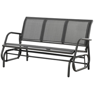 3-seater outdoor rocking chair, steel frame, fabric seat, gray