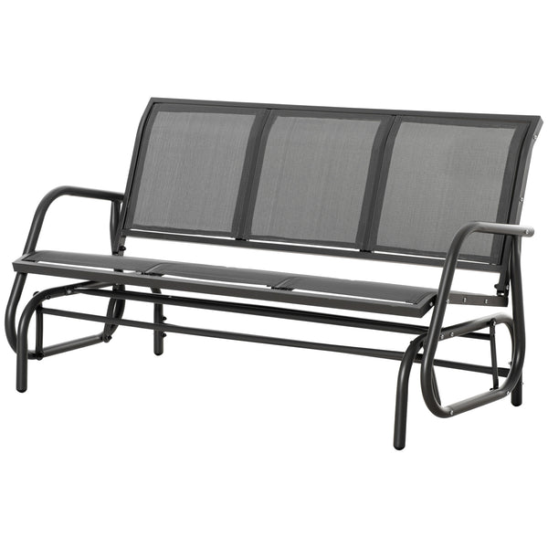 3-seater outdoor rocking chair, steel frame, fabric seat, gray
